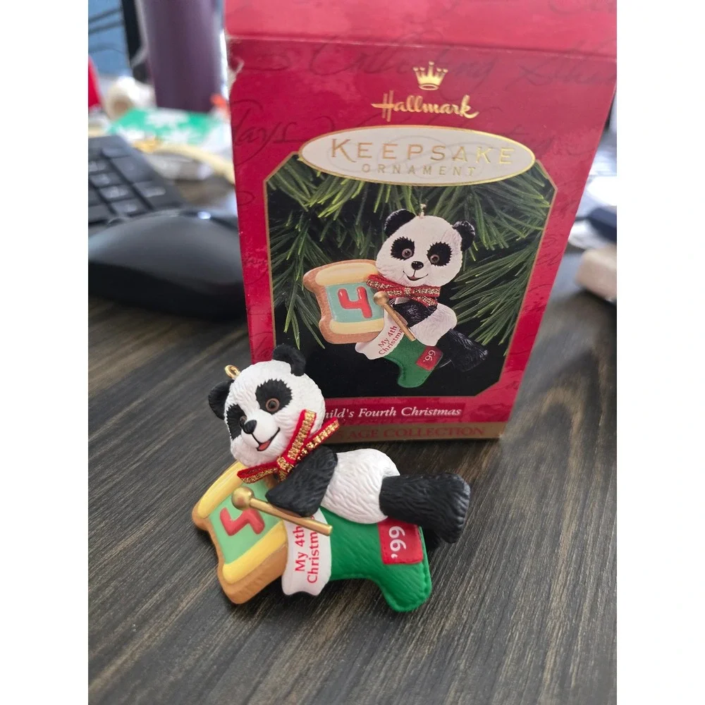 Hallmark Keepsake Ornament 1999 Childs Fourth Christmas Panda Stocking Ken Crow‎